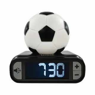 Lexibook Voetbal, Wekker Met Nachtlampje, Lichtgevend Figuur, Keuze Uit 6 Alarmen, 6 Geluidseffecten, Display Met Achtergrondverlichting, Klok,