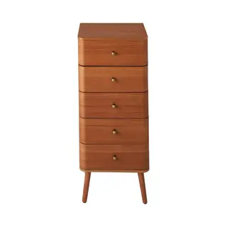 Calicosy Karl 5-Drawer Chest With Rounded Fronts, H100 Cm In Light Brown