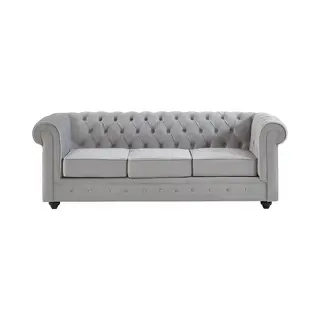 Vente-unique Sofa 3-Sitzer - Samt - Hellgrau - Chesterfield