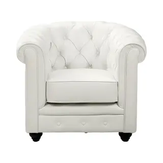Vente-unique Fauteuil Chesterfield Van Kunstleer - Wit