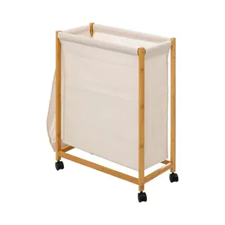 5Five® 5Five Bamboe Wasmand Op Wieltjes 52L - 55x28x80cm - Beige