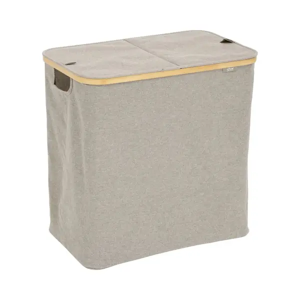 5Five Wasmand Dubbel Compartiment - Polyester - Met Deksel - Beige - 53 X 33 X 54 Cm - 80 Liter - Tidy Box - Opvouwbaar thumbnail