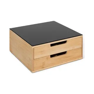 5Five Koffie Cups/capsule Houder Met 2x Lades - Bamboe - 30 X 30 X 14 Cm - Lade Indeling - Zwart/bruin