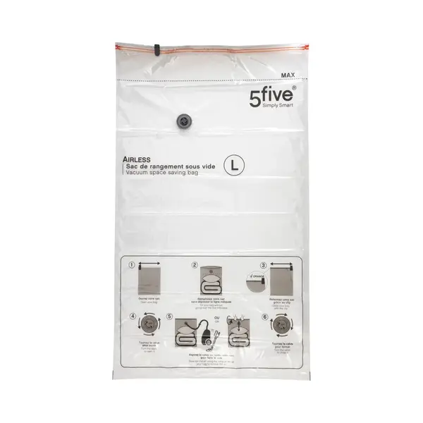5Five Vacuumzakken Voor Kleding/textiel - Vacuum Opbergzakken - 1x Stuks - Transparant - 70 X 120 Cm - Ook Voor Kussens En Dekens thumbnail