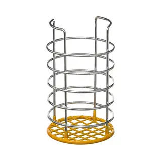 Secret de Gourmet 5Five Ronde Keukengerei Houder - Zilver/geel - 19, 5 Cm - Van Rvs - Keukengereihouder - Pollepelhouder - Spatelhouder
