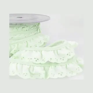 Stephanoise Broderie Anglaise Gathered Lace Trim Nile Green
