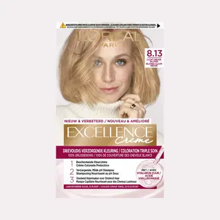 L'Oréal Paris Excellence Crème 8.13 - Licht Beige Blond - Permanente Kleuring - 100% Grijsdekking - Gelijkmatige Kleur - Haarverf