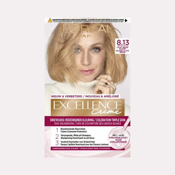 L'Oréal Paris Excellence Crème 8.13 - Licht Beige Blond - Permanente Kleuring - 100% Grijsdekking - Gelijkmatige Kleur - Haarverf thumbnail