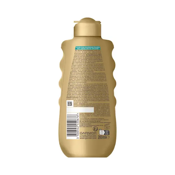 Garnier Selbstbräunungsmilch, Bronzer Lotion Für Eine Natürliche Und Fleckenfreie Bräune, Ambre Solaire Natural Bronzer Milch, 1 X 200 Ml thumbnail