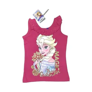 Disney Frozen Mouwloos T-shirt - Katoen - Fuchsia - Maat 116 (6 Jaar)