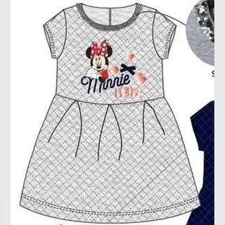 Disney Minnie Mouse Jurk - Sweaterstof Jurk - Grijs - Maat 104 - 4 Jaar