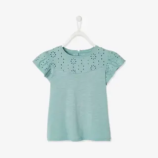 Vertbaudet Meisjesshirt Van Engels Borduurwerk En Mouwen Met Stroken Zachtgroen