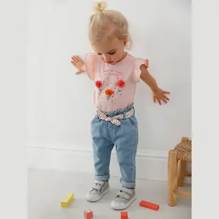 Vertbaudet Mädchen Baby Jeans Mit Stoffgürtel Double Stone 71