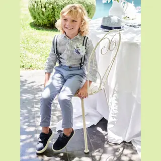 Vertbaudet Festliche Jungen Chinohose, Bundweite Verstellbar Blau 116