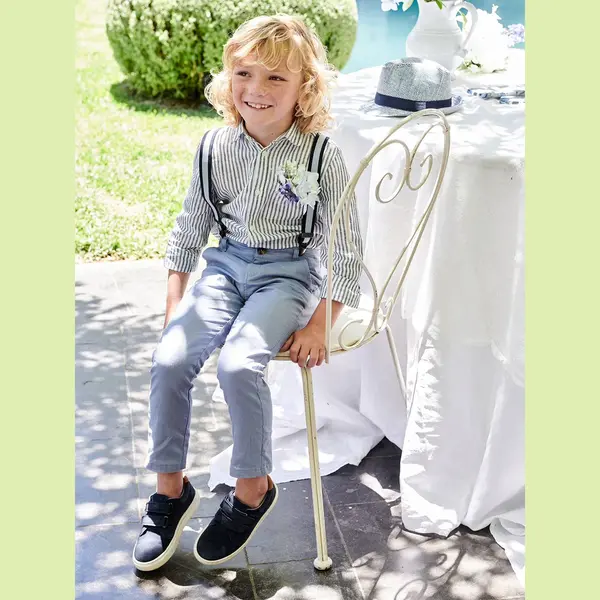 Vertbaudet Festliche Jungen Chinohose, Bundweite Verstellbar Blau 116 thumbnail