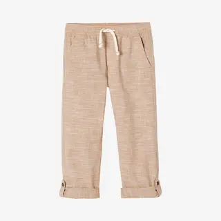 Vertbaudet Roll-up Jongensbroek In Licht Geweven Stof Gemêleerd Beige