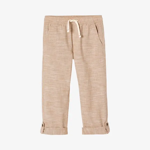 Vertbaudet Roll-up Jongensbroek In Licht Geweven Stof Gemêleerd Beige thumbnail