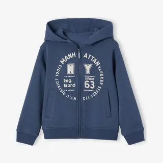 Vertbaudet Jungen Sport-Kapuzensweatjacke Mit Reißverschluss Basic Dunkelblau 98/104