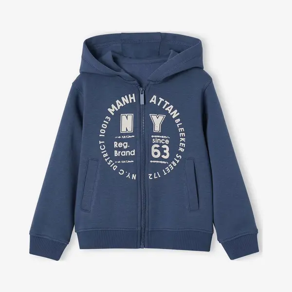 Vertbaudet Jungen Sport-Kapuzensweatjacke Mit Reißverschluss Basic Dunkelblau 98/104 thumbnail
