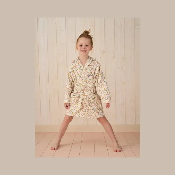 Vertbaudet Badjas Voor Kinderen Met Een Eigen Ontwerp Kleine Eénhoorn, Met Gerecycled Katoen Wit, Bedrukt thumbnail