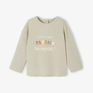 Vertbaudet T-shirt Baby Peetvader / Peetmoeder Met Drukknoopjes Op De Rug Groengrijs