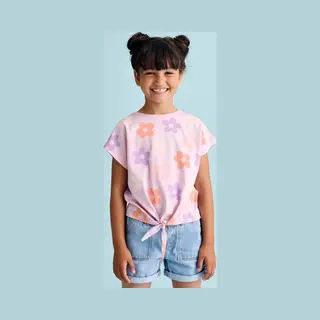 Vertbaudet Gestreept T-shirt Voor Meisjes Met Sierstrik