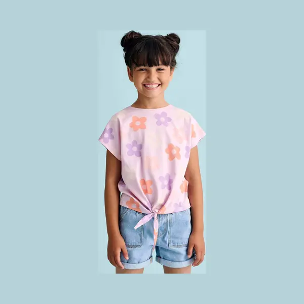 Vertbaudet Gestreept T-shirt Voor Meisjes Met Sierstrik thumbnail