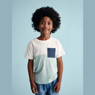 Vertbaudet Colorblock Jongensshirt Met Korte Mouwen Mintgroen