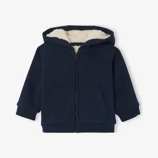 Vertbaudet Strickjacke Baby Cardigan Mit Kapuze Und Teddyfleece-Futter