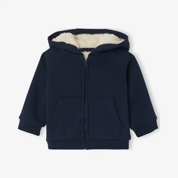 Vertbaudet Strickjacke Baby Cardigan Mit Kapuze Und Teddyfleece-Futter thumbnail