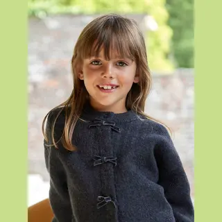 Vertbaudet Fantasie Vest Voor Meisjes Met Fluweel / Velours Met Strik Antraciet