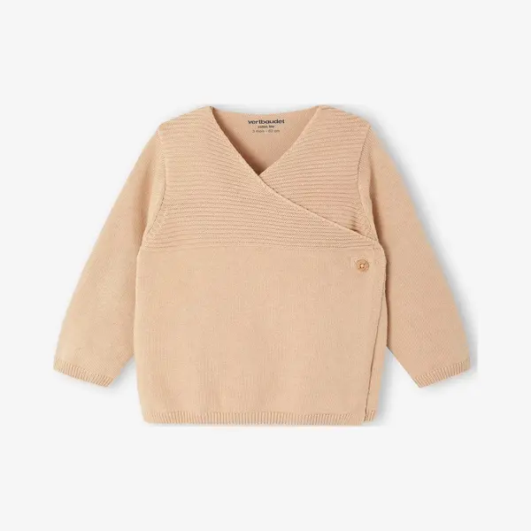 Vertbaudet Tricot Newborn Romper Van Biologisch Katoen Beige thumbnail