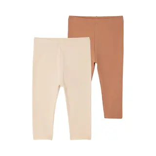 Vertbaudet 2er-Pack Mädchen Baby Leggings Basic Pekannuss 86