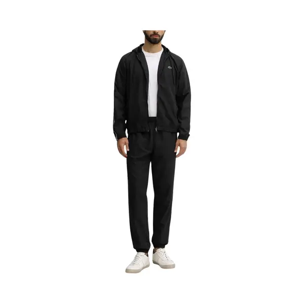 Lacoste Crocodile Woven Hooded Tracksuit, Zwart thumbnail
