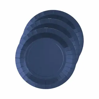 Santex Bordjes Karton - 10x - Rond - Kobalt Blauw - 22 Cm - Feestbordjes