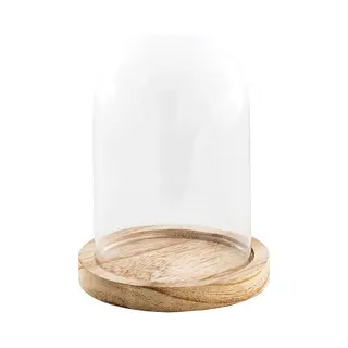 Chaks Decoratie Stolp - Glas - Houten Plateau - D14 X H21 Cm