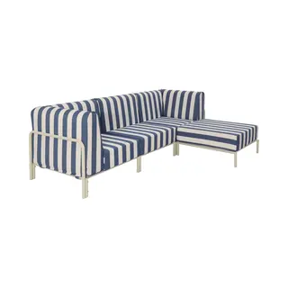 Oviala - Modulaire Lage Gestreepte Tuinset Voor 4 Personen Pacificblauw - Patio