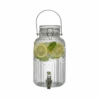Cook Concept Drankdispenser Met Kraantje - 4.0 Liter - Glas - Limonadetap - Waterdispenser - D16 X H30 Cm - Cocktail Lounge Serie