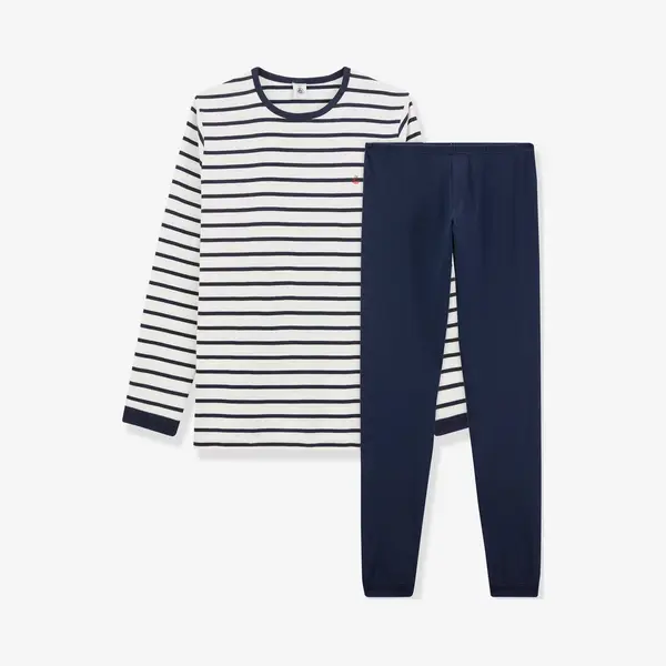 Gestreepte Pyjama Jongen Petit Bateau Ecru thumbnail