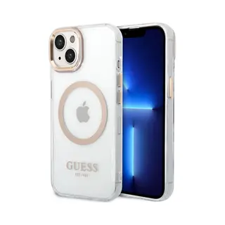 Guess Apple IPhone 14 Plus Hoesje MagSafe Hard Case Metal Outline