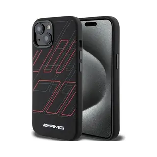 Mercedes Amg AMHMP15S23SSPK IPhone 15 / 14 / 13 6, 1" Czarny/zwart Hardcase Siliconen Grote Ruiten Patroon M (Apple IPhone 15), Smartphonehoes, Zwart