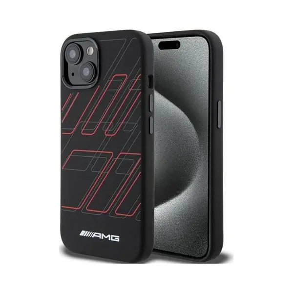 Mercedes Amg AMHMP15S23SSPK IPhone 15 / 14 / 13 6, 1" Czarny/zwart Hardcase Siliconen Grote Ruiten Patroon M (Apple IPhone 15), Smartphonehoes, Zwart thumbnail