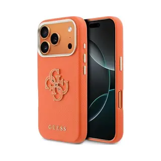 Guess - Hardcase Resin Logo (GUHCP17L5PS4RGGO) - IPhone 17 Pro - Orange (Apple IPhone 17 Pro), Smartphonehoes, Oranje