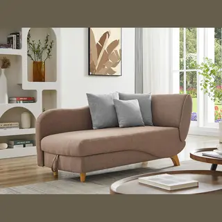Vente-unique Slaapbank Van Bruine Stof Met Opbergruimte - Hoek Links - Penelope L 160 Cm X H 81 Cm X D 80 Cm