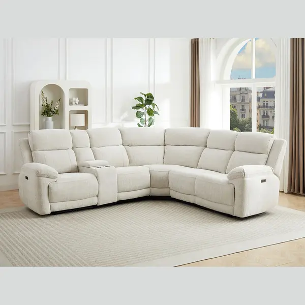 Vente-unique - Canapé Relaxation 6 Places Keluno - Tissu - Beige thumbnail