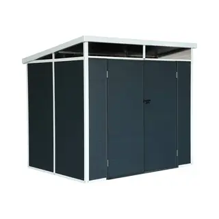 Sweeek - Kunststof Tuinhuisje 4, 55 M², Antraciet, Met Ventilatiegat En Grote Toegangsdeur, 238 X 190 X 215 Cm