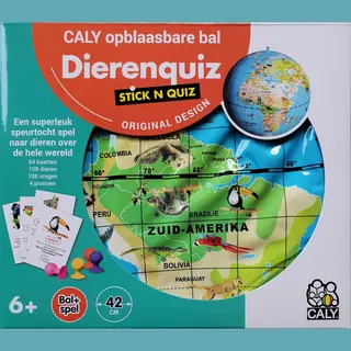 Craenen Caly Toys Stick N Quiz 42 Opblaasbare Bol Dierenquiz