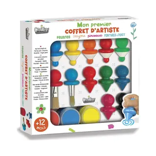 Créa Lign' | Mijn Eerste Kunstenaarsset | Creatieve Vrijetijdsset Voor Peuters Vanaf 12 Maanden | Viltstiften, Penselen, Ergonomische Potloden En
