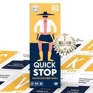 Atm Gaming Spiel QuickStop - Das Buchstaben-Duell - Familien-Edition, Familienspiel, Kartenspiel, Reisespiel, Gesellschaftsspiel