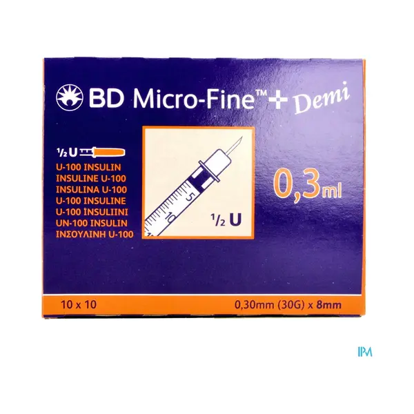 Bd Micro-Fine+ Demi Insulinespuiten 0, 3 Ml (30G) 8 Mm | 100 Stuks thumbnail